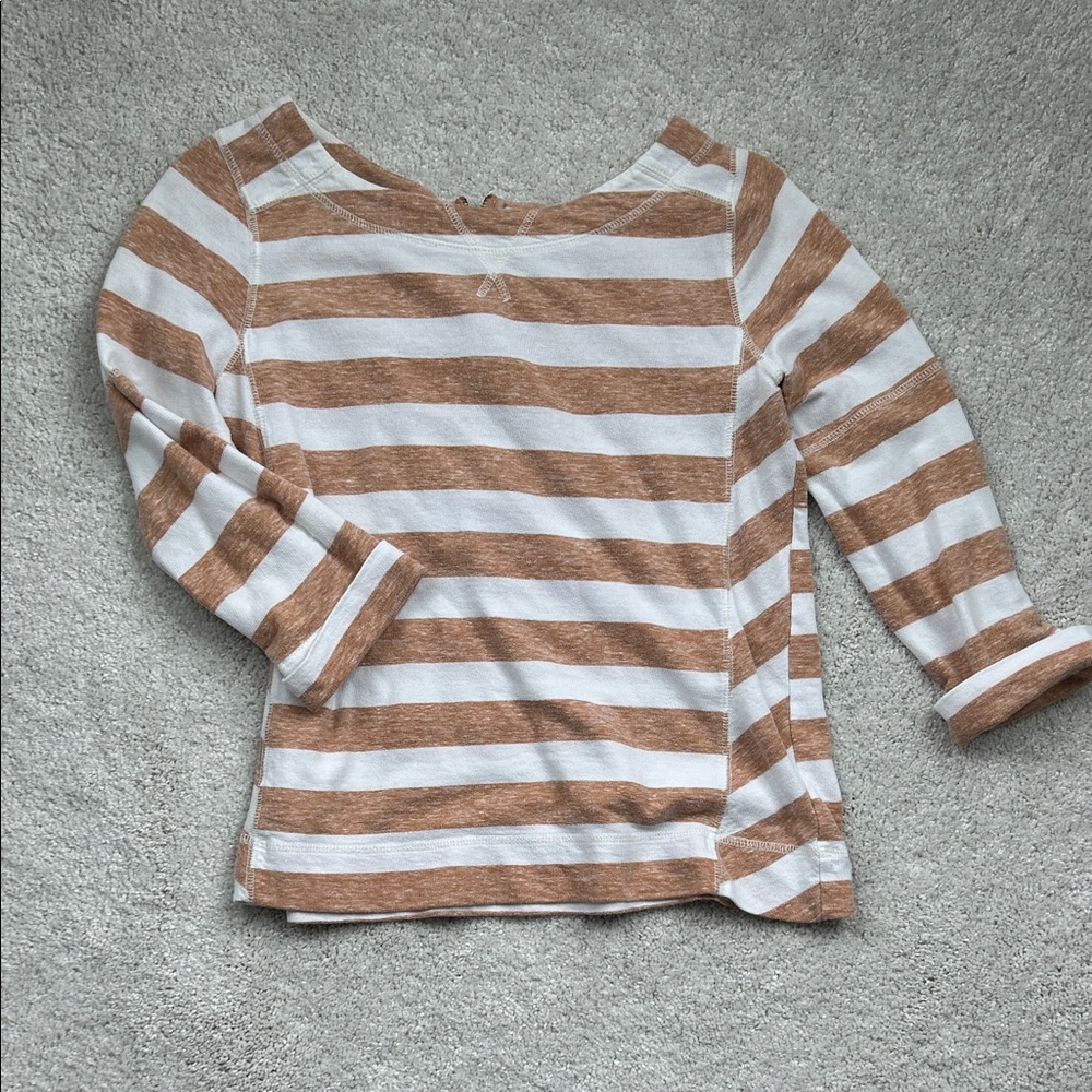 Lou & Grey Tan and White Striped Top with Zipper
